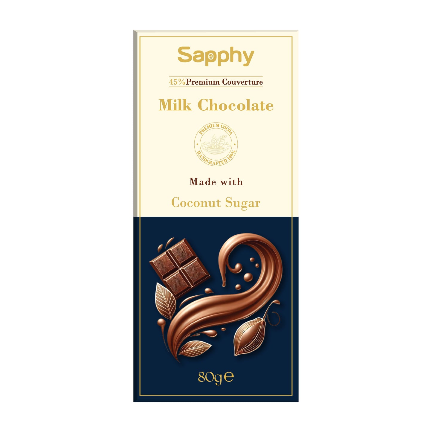 Sapphy Premium Milk Chocolate – 80g | Made with Coconut Sugar