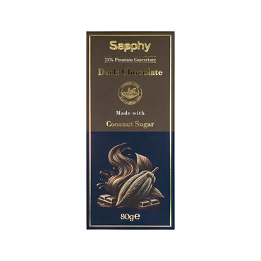 Sapphy Premium 75% Dark Chocolate – 80g | Made with Coconut Sugar