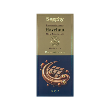 Sapphy Premium Hazelnut Milk Chocolate – 80g | Made with Coconut Sugar & Roasted Hazelnuts