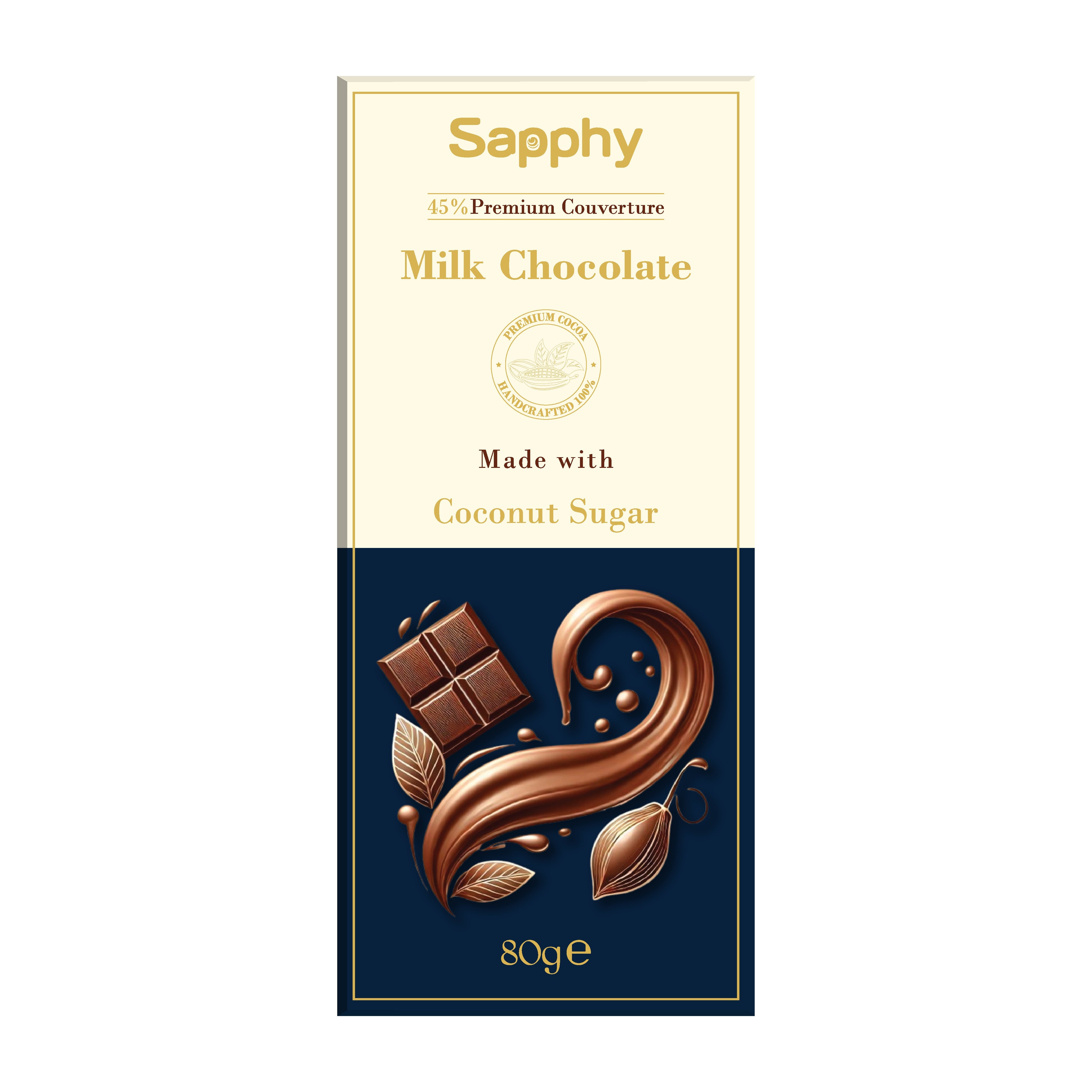 Sapphy Premium Milk Chocolate – 80g | Made with Coconut Sugar