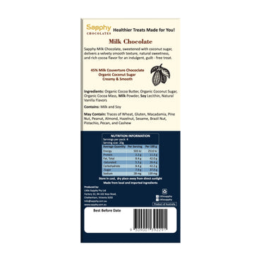 Sapphy Premium Milk Chocolate – 80g | Made with Coconut Sugar