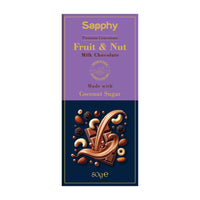 Sapphy Premium Fruit & Nut Milk Chocolate – 80g | Made with Coconut Sugar & Roasted Nuts
